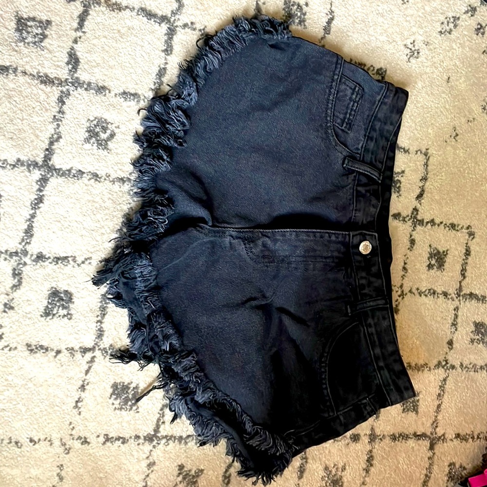 Black denim shorts